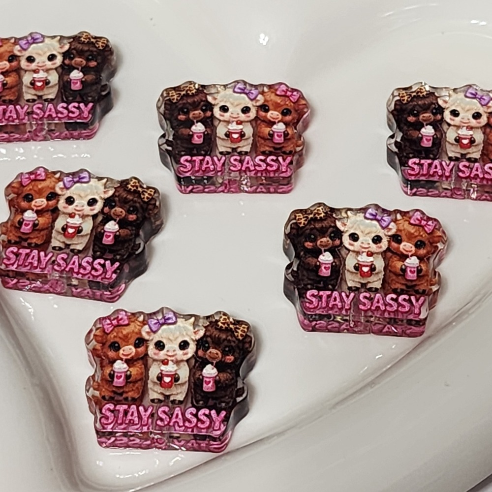 Stay Sassy Cows Beads 2 Pcs Focal Bead Beaded Pen Jewelry Making Acrylic